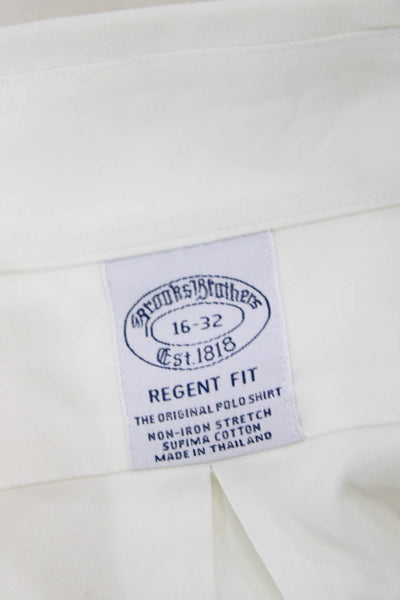 Brooks Brothers Men's Collared Long Sleeves Button Down Shirt White Size 16-32