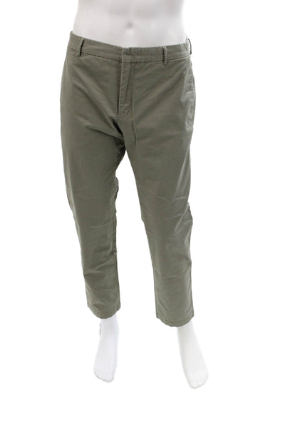 Torino Mens Cropped Chino Pants Green Buckle Cotton Size 36
