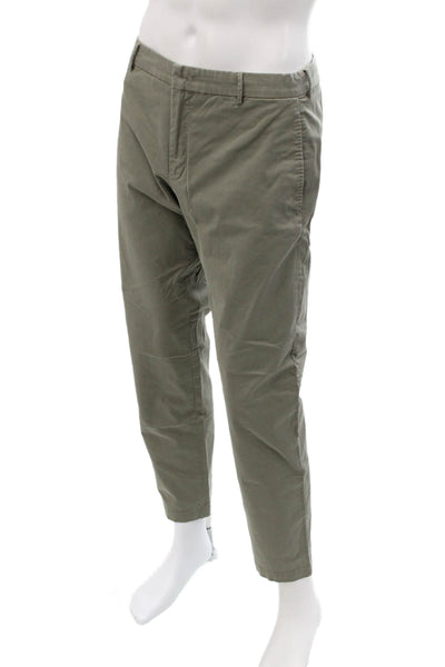 Torino Mens Cropped Chino Pants Green Buckle Cotton Size 36