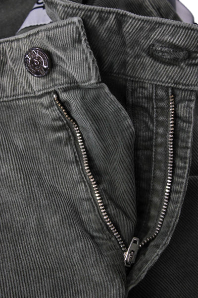 Torino Mens Cropped Army Green Cotton Elastane Pants Button Inseam 27 Size 36