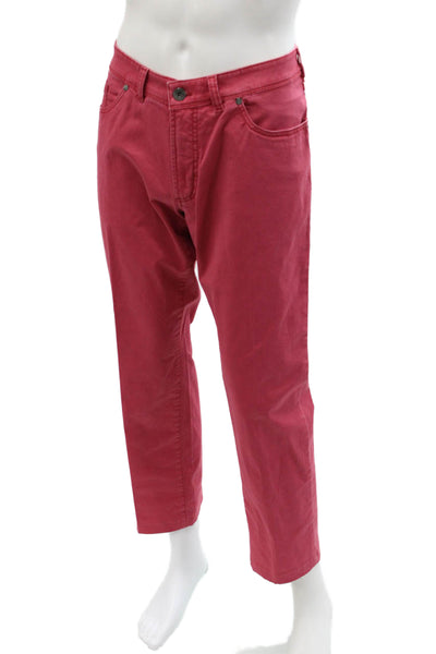 Giusto! Senza Regole Mens Chino Cropped Pants Red Cotton Elastane Size 35