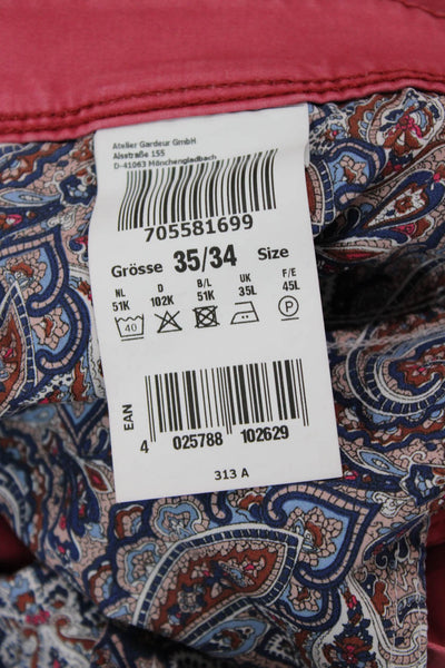 Giusto! Senza Regole Mens Chino Cropped Pants Red Cotton Elastane Size 35