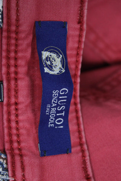 Giusto! Senza Regole Mens Chino Cropped Pants Red Cotton Elastane Size 35