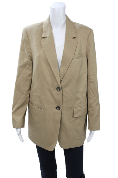 Everlane Unisex Beige Collared Blazer Tencel Cotton Size 8