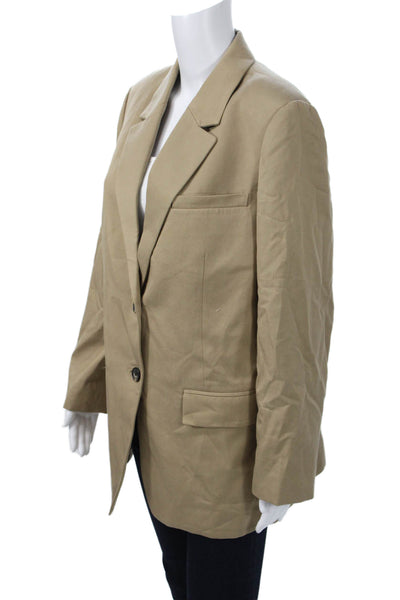 Everlane Unisex Beige Collared Blazer Tencel Cotton Size 8