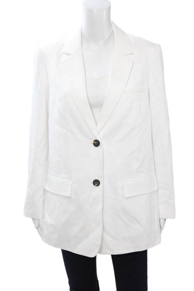 Everlane Unisex White Collared Blazer Long Sleeve Tencel Cotton Size 8
