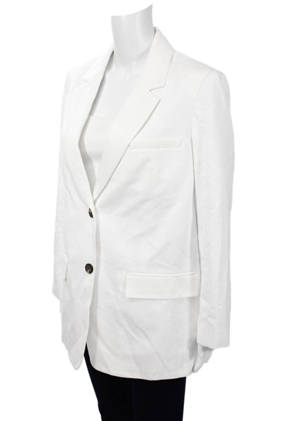 Everlane Unisex White Collared Blazer Long Sleeve Tencel Cotton Size 8