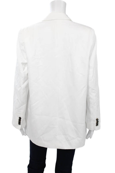Everlane Unisex White Collared Blazer Long Sleeve Tencel Cotton Size 8