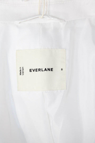 Everlane Unisex White Collared Blazer Long Sleeve Tencel Cotton Size 8