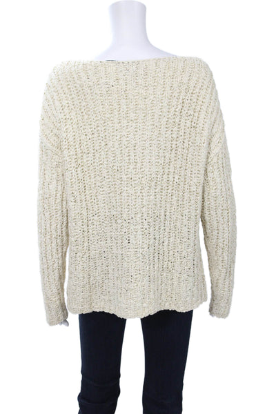Zara Unisex Pullover Sweater Beige Long Sleeve Round Neck Size S