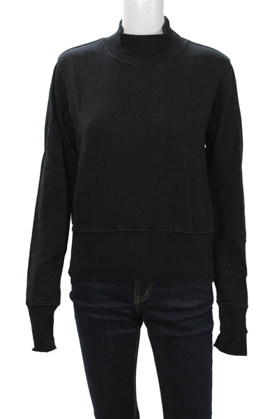 Cotton Citizen Women Pullover Sweatshirt Black 100% Cotton Mock Neck Size XS