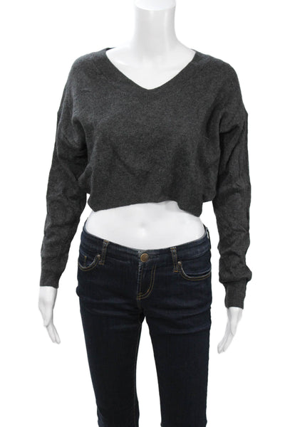 Zara Unisex Dark Gray V Neck Pullover Wool Cashmere Blend Size S