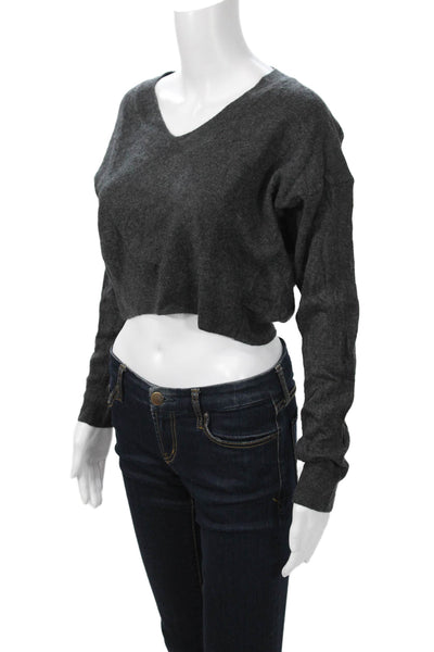 Zara Unisex Dark Gray V Neck Pullover Wool Cashmere Blend Size S