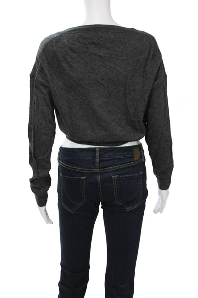 Zara Unisex Dark Gray V Neck Pullover Wool Cashmere Blend Size S