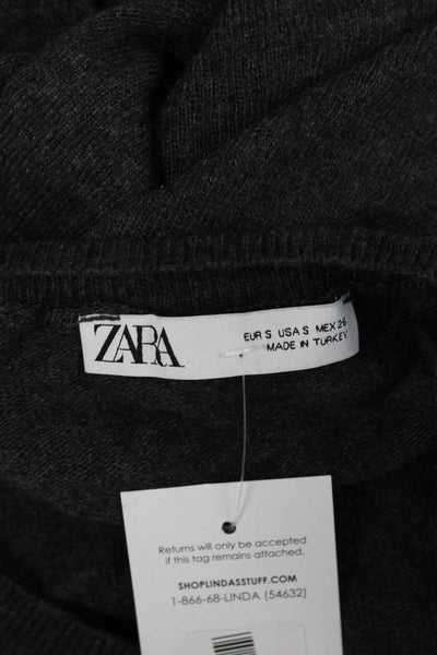 Zara Unisex Dark Gray V Neck Pullover Wool Cashmere Blend Size S