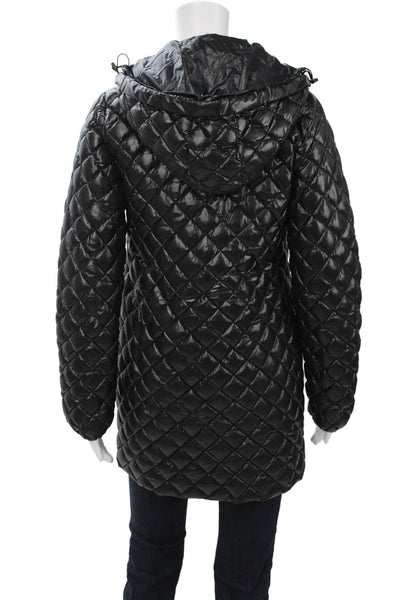 Duvetica Womens Black Quilted Puffer Jacket High Neck Drawstring Size 42