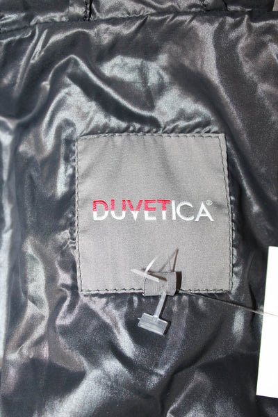Duvetica Womens Black Quilted Puffer Jacket High Neck Drawstring Size 42
