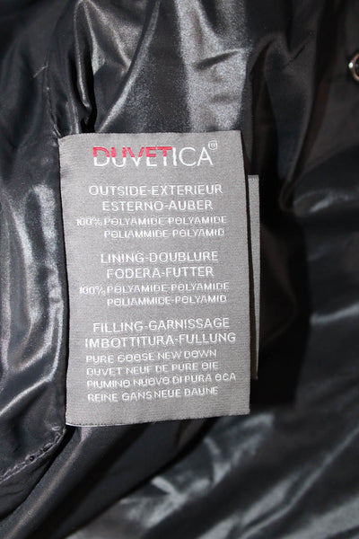Duvetica Womens Black Quilted Puffer Jacket High Neck Drawstring Size 42