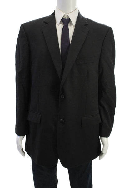 Pronto Uomo Mens Black 100% Wool Blazer Big & Tall Button Size 46