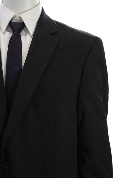 Pronto Uomo Mens Black 100% Wool Blazer Big & Tall Button Size 46