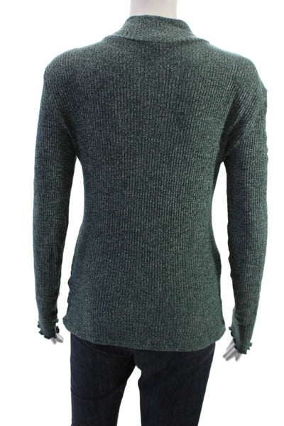 J Crew Unisex Green Mock Neck Pullover Sweater Long Sleeve Viscose Blend Size S