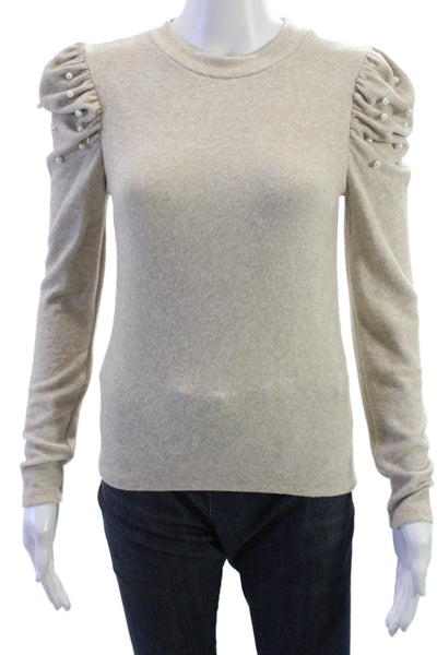 Zara Unisex Pullover Sweater Beige Crew Neck Long Sleeve Size S