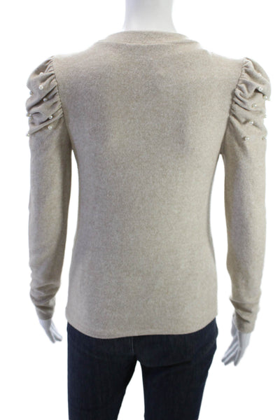 Zara Unisex Pullover Sweater Beige Crew Neck Long Sleeve Size S