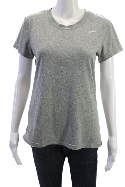 Nike Womens Basic Gray Cotton Crew Neck Short Sleeve T-Shirt Size M