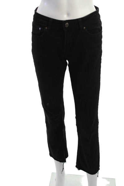 Zara Women Cropped Skinny Jeans Black Low Rise Button Size 4