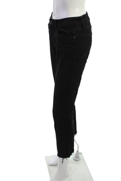 Zara Women Cropped Skinny Jeans Black Low Rise Button Size 4