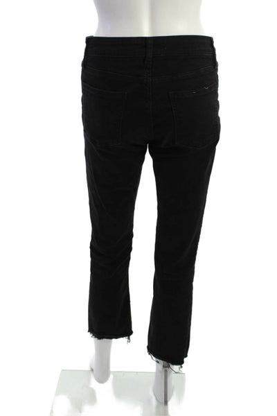 Zara Women Cropped Skinny Jeans Black Low Rise Button Size 4