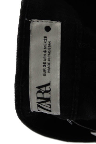 Zara Women Cropped Skinny Jeans Black Low Rise Button Size 4