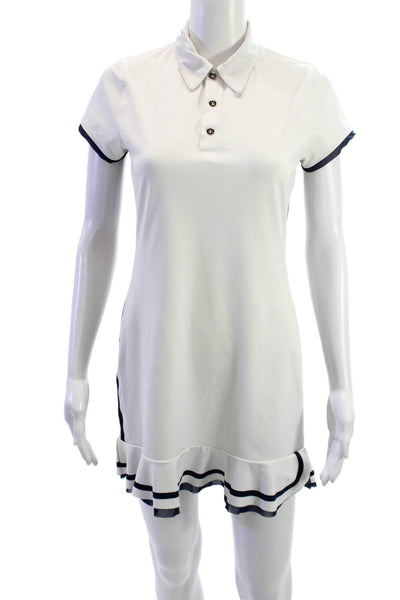 InPhorm Women Shirt Dress White Collared Button Short Sleeve Preppy Size S