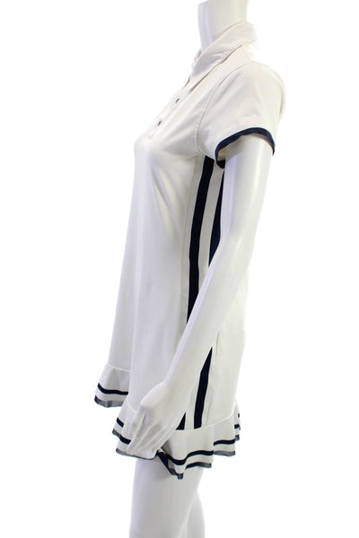 InPhorm Women Shirt Dress White Collared Button Short Sleeve Preppy Size S