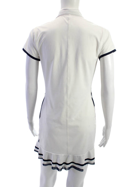 InPhorm Women Shirt Dress White Collared Button Short Sleeve Preppy Size S