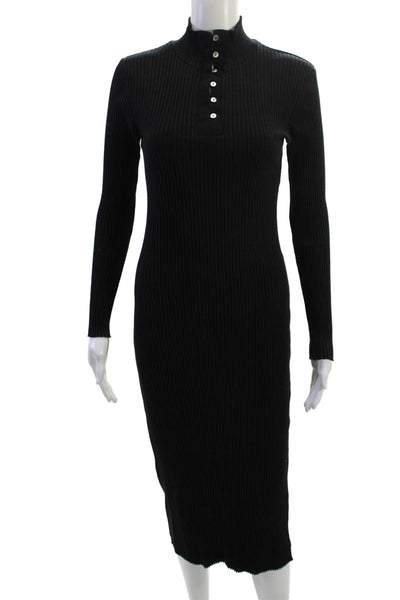 Zara Womens Sweater Bodycon Dress Black Mock Neck Long Sleeve Polyeste Zara Womens Sweater Bodycon Dress Black Mock Neck Long Sleeve Polyeste