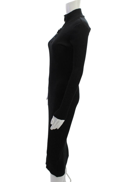 Zara Womens Sweater Bodycon Dress Black Mock Neck Long Sleeve Polyester Size S