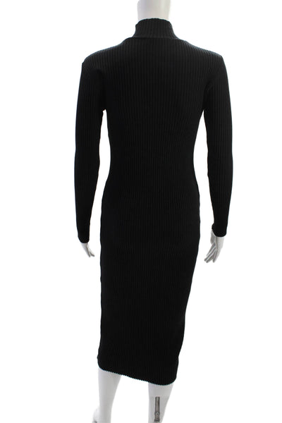 Zara Womens Sweater Bodycon Dress Black Mock Neck Long Sleeve Polyester Size S