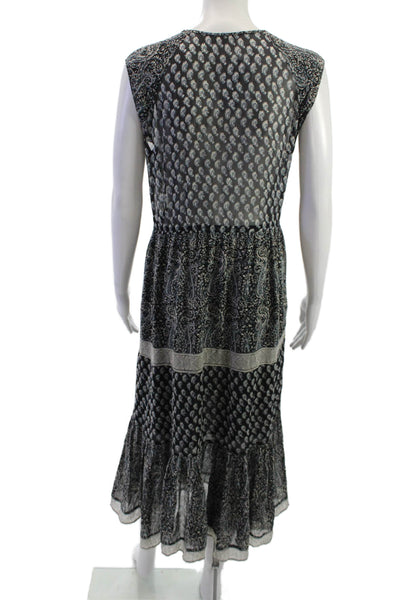 Ulla Johnson Women Maxi Sundress Black Silk Paisley Sleeveless Size 2