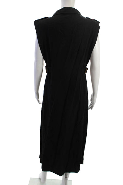 Zara Women Shirt Dress Black Collared Sleeveless Mid-Calf Size S