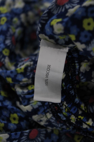 Poupette St. Barth Women Blue Floral V-Neck Romper Knee-Length Size S