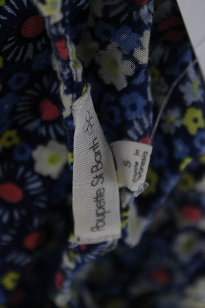 Poupette St. Barth Women Blue Floral V-Neck Romper Knee-Length Size S