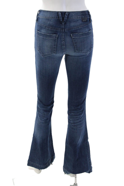 Goldsign Womens Bootcut Flared Jeans Dark Blue High Rise Button Size 24