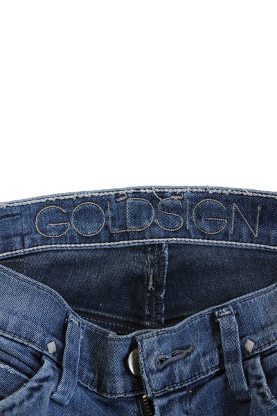 Goldsign Womens Bootcut Flared Jeans Dark Blue High Rise Button Size 24