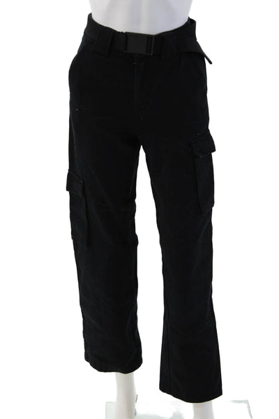TNA Unisex Cargo Pants Black 100% Cotton Buckle Army Size 2XS