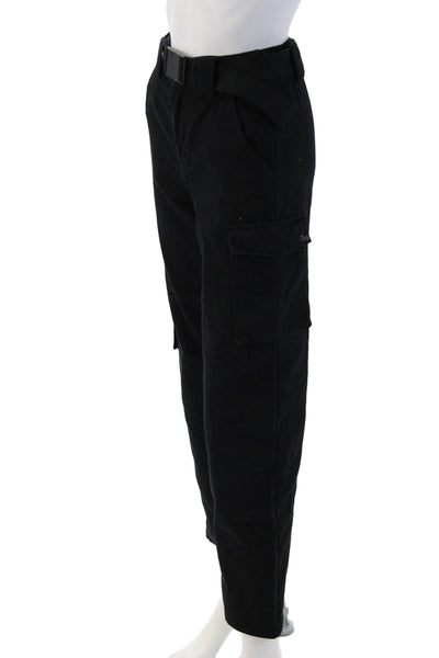 TNA Unisex Cargo Pants Black 100% Cotton Buckle Army Size 2XS