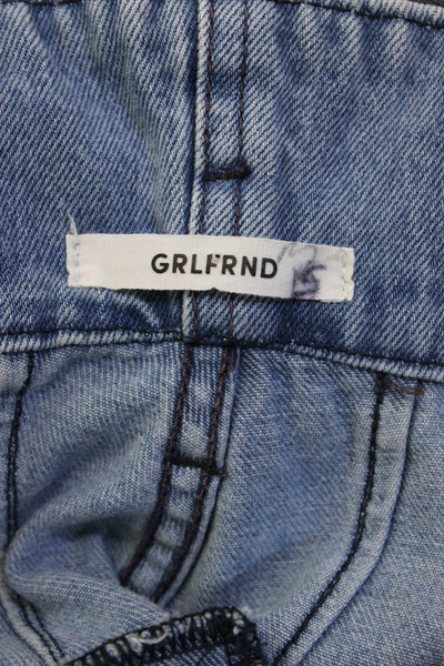 Grlfrnd Womens Ankle Paperbag Skinny Jeans Blue High Rise Inseam 25 Size 24