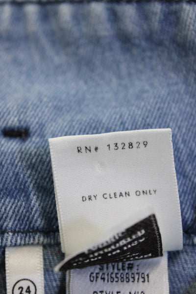Grlfrnd Womens Ankle Paperbag Skinny Jeans Blue High Rise Inseam 25 Size 24