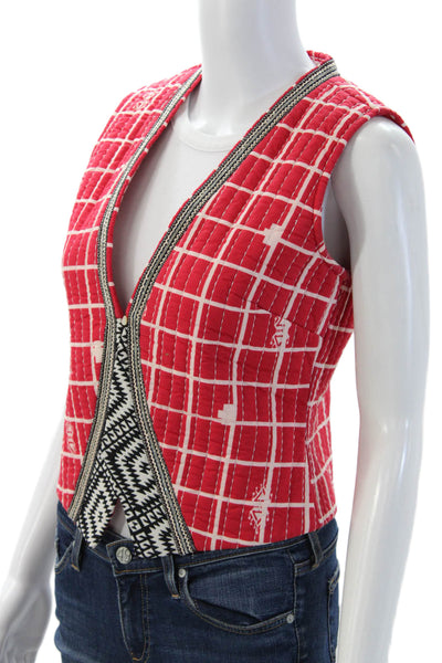 Twinset Childrens Girls Plaid Sleeveless Vest Blouse Red Size 14