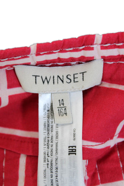 Twinset Childrens Girls Plaid Sleeveless Vest Blouse Red Size 14